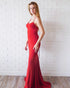 Delicate 2019 Red Satin Mermaid Prom Dresses Long Pageant Gowns Criss Cross Back