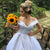 Popular Satin Ball Gown Wedding Dress with Lace Appliques Off The Shoulder 2019 Bridal Gowns