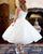 Vintage White Tulle Wedding Dresses with Black Belt Tea-Length Ball Gown Wedding Gowns