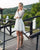 Sexy Short Beach Wedding Dresses with Full Sleeve Mini-Length V-Neck Lace Wedding Gowns