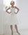 Short Tea Length Ivory Wedding Dress with Spaghetti Lace Straps Backless Tulle Bodice Pearls