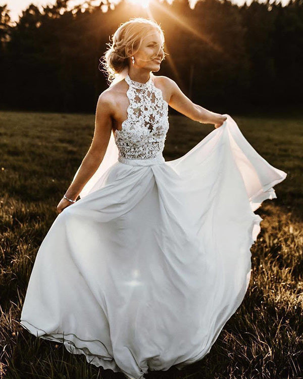 wedding dress halter top Sexy Bohemian Neckline Lace Appliques A-line Beac – angelaweddings K178069 Long Boat Neckline gathered waistline Fabric Size:16½   34/35 Collar Type:ONE SHOULDER