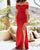 Off The Shoulder Sheath Prom Dresses Cap Sleeve Spandex Long Evening Gowns Split Side