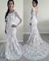Sexy Lace Mermaid Wedding Dresses Full Sleeve Lace Backless Bridal Gowns Court Train