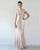 2020 Champagne Metallic Bridesmaid Dresses Jewel Cap Sleeve Slim Fitted Sheath Party Gowns for Brides