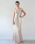 2020 Champagne Metallic Bridesmaid Dresses Jewel Cap Sleeve Slim Fitted Sheath Party Gowns for Brides