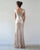 2020 Champagne Metallic Bridesmaid Dresses Jewel Cap Sleeve Slim Fitted Sheath Party Gowns for Brides
