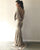 Long Sleeve Sequined Bridesmaid Dresses Cowl Back Slim Fitted Sheath Party Gowns Sparkly