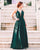 Fashion Dark Green Chiffon Prom Dresses Split Sexy V-Neck Long Prom Gowns Criss Cross Back