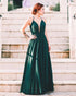 Fashion Dark Green Chiffon Prom Dresses Split Sexy V-Neck Long Prom Gowns Criss Cross Back