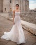 Sexy Mermaid Lace Wedding Dress Strapless See Through Bridal Gowns Long Train