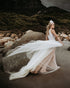 2020 Summer Beach Wedding Dresses Halter Tulle A-line Bridal Gowns with Lace Appliques