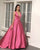 2020 Elegant Yellow Satin Ball Gown Prom Dress Deep V-Neck Long Pageant Gowns