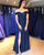 2020 Navy Blue Blue Prom Dresses Off The Shoulder Chiffon Lace Appliques Long Homecoming Gowns