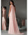 Popular Pink Prom Dresses with Cape One Shoulder Chiffon Long Evening Gowns Formal Dress