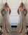 Sparkly Prom Dresses with Silver Beadings Pearls Sexy V-Neck Evening Party Gowns