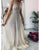 Sparkly Prom Dresses with Silver Beadings Pearls Sexy V-Neck Evening Party Gowns