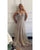 Sparkly Prom Dresses with Silver Beadings Pearls Sexy V-Neck Evening Party Gowns
