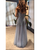Sparkly Prom Dresses with Silver Beadings Pearls Sexy V-Neck Evening Party Gowns