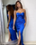 Sexy Royal Blue Prom Dresses Split Side Fashion Sweetheart Satin Mermaid Evening Gowns Long