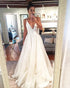 Simple A-line Wedding Dresses Organza Ruffles Sexy V-Neck Bridal Wedding Gowns 2021