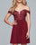Off The Shoulder Burgundy Homecoming Dresses Sexy A-line Lace Chiffon Prom Party Gowns