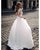 Delicate A-line Lace Wedding Dresses Satin Skirt Sheer Lace 3/4 Sleeves Brides Gowns with Buttons