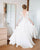 Elegant A-line Bridal Dresses Chiffon Skirt Beaded Belt Sheer Sleeves Romantic Wedding Gowns
