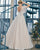 Sparkly Sequined Wedding Dress Butterfly Sleeve V-Neckline Princess A-line Silhouette Tulle Bridal Gowns Outdoors