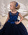 Navy Blue Tulle Birthday Wedding Party Dress Lace Flower Girls Dresses Ball Gown 2021