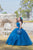 Peacock Blue Quinceanera Dresses Ball Gown Sweetheart Strapless Organza Ruffles Sweet 16 Dress
