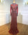 Luxury Muslim Elegant Long Sleeve Beaded Prom Dress with Detachable Train Mermaid Evening Gowns Dresses For Woman AW70199