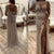 Luxury Champagne V-neck Sexy Evening Gowns 2021 Diamond Bead Sleeveless Mermaid Formal Dress AW70301