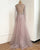Luxurious V-Neck Gray Evening Gowns 2021 Long Sleeves Diamond Beaded Mermaid Formal Dress AW70341