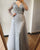 Luxurious V-Neck Gray Evening Gowns 2021 Long Sleeves Diamond Beaded Mermaid Formal Dress AW70341