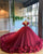 Burgundy Tulle Quinceanera Dresses Ruffles Beaded Lace Appliques Sexy Deep V-Neckline Ball Gown Sweet 16 Dress