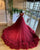 Burgundy Ruffles Quinceanera Dresses Tulle Skirt Ball Gown Sexy Plunge V-Neck Sweet 16 Dress 803073