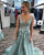 Sexy See Through Back Lace Prom Dresses Sheer Neck A-line Long Party Gowns Appliques