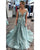 Sexy See Through Back Lace Prom Dresses Sheer Neck A-line Long Party Gowns Appliques