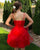 Sexy Short Red Tulle Homecoming Dresses Spaghetti Straps Tulle Ruffles Prom Party Gowns