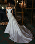 Off The Shoulder Satin Wedding Dresses Long Train Sheath Wedding Gown Said Mhamad Photography 2022