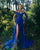 Royal Blue Sequins Prom Dresses Off The Shoulder Sparkly Long Prom Gowns Split Side