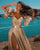 Sparkly Prom Dresses Off The Shoulder Gold Sequins Long Prom Gowns Split Side