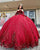 Popular Red Quinceanera Dress Sequined Lace Tulle Skirts Ball Gown Sweet 16 vestidos de quinceañera AW2207223