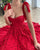 Vintage Red Prom Dresses with Spaghetti Straps 1950s Fashion Party Gowns Tea Length