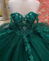 Emerald Green Tulle Quinceanera Dresses Beaded Sequins Sweet 16 Puffy Tulle Ball Gown vestidos de quinceañera