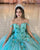 Beautiful Turquoise Quinceanera Dress with Big Bow 3D Lace Floral Sweet 16 Dresses Ball Gown Tulle vestidos de quinceañera