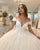 Delicate Ivory Tulle Wedding Dress Cap Sleeves V-Neckline Lace Ball Gown Wedding Gowns 2023