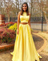 Simple Two Piece Prom Dresses 2018 New Elastic Satin Long Prom Party Gowns Fashion
