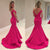 2018 Hot Pink Mermaid Prom Dresses with V-Neckline Modest Spandex Homecoming Dress New